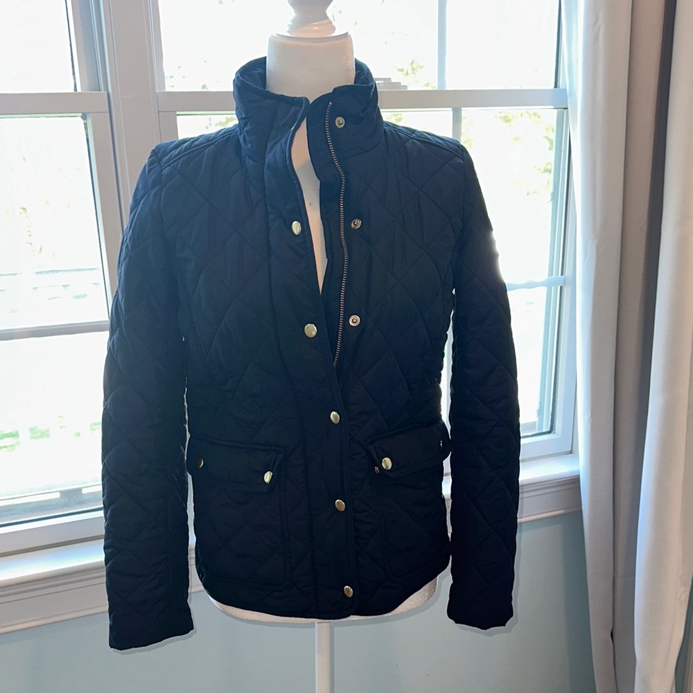 J.Crew Navy Quilted Jacket with Gold Buttons, LNC